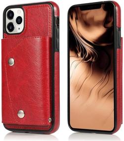 img 3 attached to 👜 Red PU Leather Wallet Case for iPhone 11 Pro with Card Holder, Neck Strap, Crossbody Chain, Handbag/Wrist Strap - LUVI Protective Cover