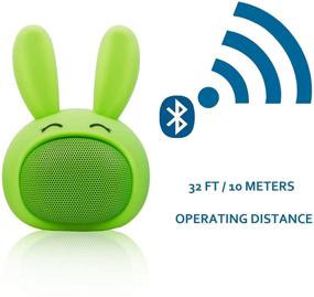 img 3 attached to Mini Bluetooth Speaker Wireless Portable Cute Bunny With Squishy Ears (Apple Green)