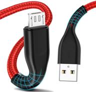 ⚡ 10ft micro usb-кабель, 3 штуки - прочный кабель android с оплеткой из нейлона, 10-футовый кабель для быстрой зарядки телефона samsung galaxy s7 s6 s7 s5, note 5 (красный) логотип