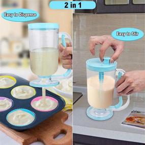 img 3 attached to 🥞 Houzemann 2-in-1 Pancake Batter Cupcake Dispenser - Ultimate Baking Tool with Convenient Squeeze Handle for Cupcakes, Pancakes, Muffins, Crepes, Cakes, Waffles, and More Baked Goods (Blue)