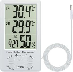 img 4 attached to 🌡️ Neoteck 3 in 1 Thermometer Hygrometer: Large LCD Display, Clock, and Sensor Wire for Indoor/Outdoor Use