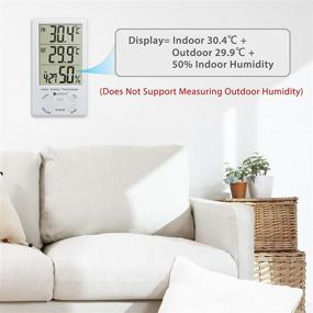 img 2 attached to 🌡️ Neoteck 3 in 1 Thermometer Hygrometer: Large LCD Display, Clock, and Sensor Wire for Indoor/Outdoor Use