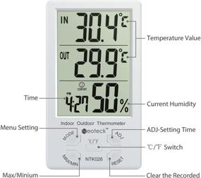 img 1 attached to 🌡️ Neoteck 3 in 1 Thermometer Hygrometer: Large LCD Display, Clock, and Sensor Wire for Indoor/Outdoor Use