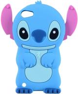 silicone rubber blue stitch case for apple ipod touch 6th 5th generation - 3d cartoon animal design, cute and soft protective cover - kawaii animated funny skin case for kids, teens, boys, girls (touch 6/5th) logo