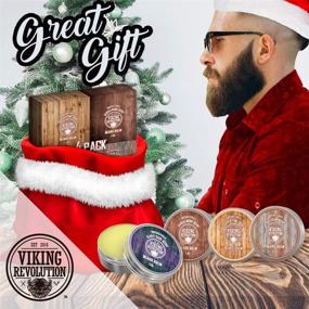 img 1 attached to 🧔 4 Beard Balm Variety Pack (1oz Each): Sandalwood, Pine & Cedar, Bay Rum, Clary Sage - Styles, Strengthens & Softens Beards & Mustaches - Leave in Conditioner Wax for Men
