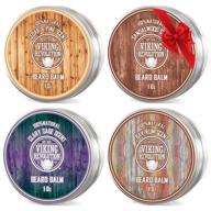 🧔 4 beard balm variety pack (1oz each): sandalwood, pine & cedar, bay rum, clary sage - styles, strengthens & softens beards & mustaches - leave in conditioner wax for men logo