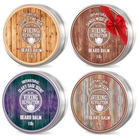 img 4 attached to 🧔 4 Beard Balm Variety Pack (1oz Each): Sandalwood, Pine & Cedar, Bay Rum, Clary Sage - Styles, Strengthens & Softens Beards & Mustaches - Leave in Conditioner Wax for Men