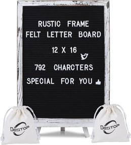 img 4 attached to Felt Letter Board With Rustic Vintage Frame And Stand 12X16 Inch