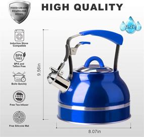 img 3 attached to 🍵 Secura Stainless Steel Whistling Tea Kettle - 2.3 Qt Tea Pot for Stovetops with Silicone Handle, Tea Infuser, and Blue Silicone Trivets Mat