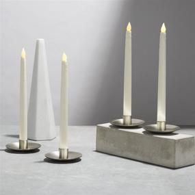 img 2 attached to 🕯️ Battery-operated Flameless Taper Candles with Remote - Set of 4 Ivory 10 Inch Real Wax Candles, Flickering LED Light, Drip Effect, Timer & Batteries Included