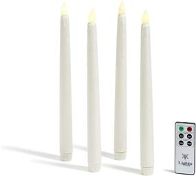 img 3 attached to 🕯️ Battery-operated Flameless Taper Candles with Remote - Set of 4 Ivory 10 Inch Real Wax Candles, Flickering LED Light, Drip Effect, Timer & Batteries Included