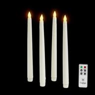 🕯️ battery-operated flameless taper candles with remote - set of 4 ivory 10 inch real wax candles, flickering led light, drip effect, timer & batteries included логотип