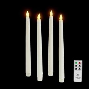 img 4 attached to 🕯️ Battery-operated Flameless Taper Candles with Remote - Set of 4 Ivory 10 Inch Real Wax Candles, Flickering LED Light, Drip Effect, Timer & Batteries Included