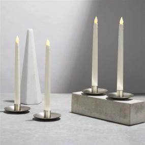 img 1 attached to 🕯️ Battery-operated Flameless Taper Candles with Remote - Set of 4 Ivory 10 Inch Real Wax Candles, Flickering LED Light, Drip Effect, Timer & Batteries Included