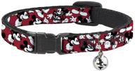 🐾 buckle-down breakaway cat collar featuring scattered mickey mouse poses in red, black, and white logo