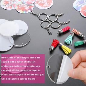 img 2 attached to 🔑 DIY Keychain Crafting: 120pcs Acrylic Blanks with Tassels Kit - Bulk Set