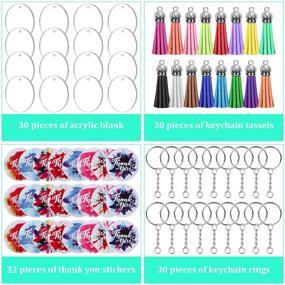 img 1 attached to 🔑 DIY Keychain Crafting: 120pcs Acrylic Blanks with Tassels Kit - Bulk Set