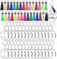 🔑 diy keychain crafting: 120pcs acrylic blanks with tassels kit - bulk set logo