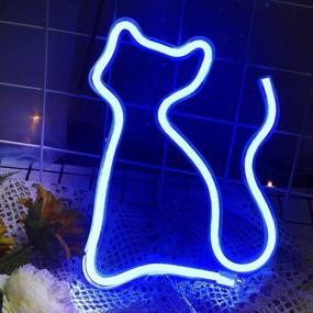 img 2 attached to 🐈 Vibrant Cat Neon Signs for Wall Decor - LED Signs for Bedroom, Party, and More; Battery or USB Powered, Acrylic Light Up Sign in Blue!