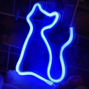 img 3 attached to 🐈 Vibrant Cat Neon Signs for Wall Decor - LED Signs for Bedroom, Party, and More; Battery or USB Powered, Acrylic Light Up Sign in Blue!