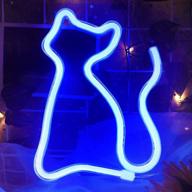 🐈 vibrant cat neon signs for wall decor - led signs for bedroom, party, and more; battery or usb powered, acrylic light up sign in blue! логотип