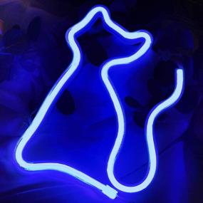 img 1 attached to 🐈 Vibrant Cat Neon Signs for Wall Decor - LED Signs for Bedroom, Party, and More; Battery or USB Powered, Acrylic Light Up Sign in Blue!