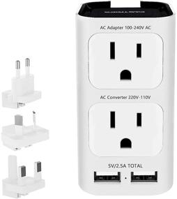 img 4 attached to CASTRIES 2000W Voltage Converter: Universal Travel Adapter & 🔌 Converter with 2 USB Ports, Worldwide Plug Adapter – White