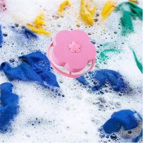 img 1 attached to 🧺 Efficient 8-Piece Household Washing Machine Lint Catcher Set with Reusable Floating Lint Traps, Hair Filter Nets - Pink and Blue