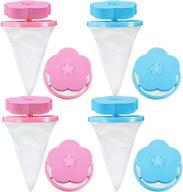 🧺 efficient 8-piece household washing machine lint catcher set with reusable floating lint traps, hair filter nets - pink and blue logo