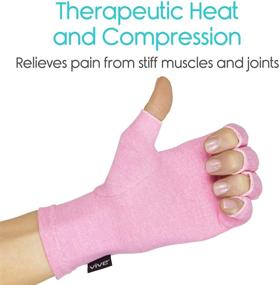 img 1 attached to 💗 Vive Pink Arthritis Hand Compression Gloves - Ultimate Comfort for Men and Women - Open Finger Support for Rheumatoid, Osteoarthritis, Typing Pain - Moisture Wicking Fabric - Carpal Tunnel Relief