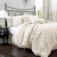 luxurious lush decor lake como comforter set for king size beds in elegant ivory - complete 4-piece set logo