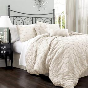 img 2 attached to Luxurious Lush Decor Lake Como Comforter Set for King Size Beds in Elegant Ivory - Complete 4-Piece Set