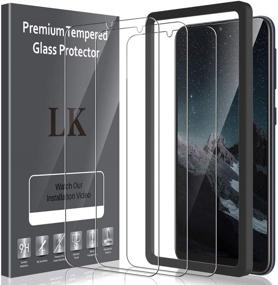 img 4 attached to 📱 Премиум LK 3 Pack Защитное стекло для экрана для Samsung Galaxy A10e: Новая версия, простая установка в рамку, твердость 9H, HD прозрачность, совместимо с чехлом