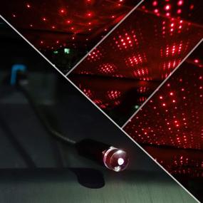 img 3 attached to 🚗 Auto Roof Star Light: USB Car Star Decoration Atmosphere Light, LED Projector Ambient Night Lamp – Adjustable Portable USB Interior Light for Cars, Home, Party Celebration (Purple + Red)