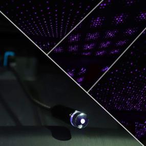 img 2 attached to 🚗 Auto Roof Star Light: USB Car Star Decoration Atmosphere Light, LED Projector Ambient Night Lamp – Adjustable Portable USB Interior Light for Cars, Home, Party Celebration (Purple + Red)