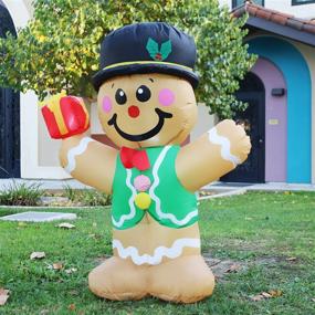 img 2 attached to 🎅 GOOSH 5 FT Christmas Inflatables: Outdoor Gingerbread Man Cookie with LED Lights, Clearance Blow Up Yard Decoration for Holiday, Christmas, Party, Yard, Garden