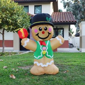 img 4 attached to 🎅 GOOSH 5 FT Christmas Inflatables: Outdoor Gingerbread Man Cookie with LED Lights, Clearance Blow Up Yard Decoration for Holiday, Christmas, Party, Yard, Garden