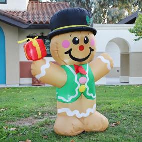img 3 attached to 🎅 GOOSH 5 FT Christmas Inflatables: Outdoor Gingerbread Man Cookie with LED Lights, Clearance Blow Up Yard Decoration for Holiday, Christmas, Party, Yard, Garden