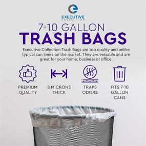 img 3 attached to Executive Collection - Bulk Pack of Clear Medium 7-10 Gallon Trash Bags: Garbage Bin Liners for Office, Bedroom, and Kitchen Wastebasket Cans (100 Bags)