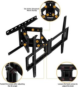 img 2 attached to 🔁 Full Motion TV Wall Mount Swivel and Tilt with 6 Extension Arms - Fits 32-75 inch Flat Curved TVs - Holds up to 132lbs - Max VESA 600x400mm