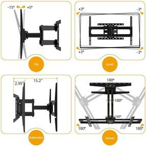 img 3 attached to 🔁 Full Motion TV Wall Mount Swivel and Tilt with 6 Extension Arms - Fits 32-75 inch Flat Curved TVs - Holds up to 132lbs - Max VESA 600x400mm