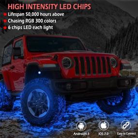 img 2 attached to 🚘 Улучшенные OHMU 8 Подсветки LED Rock Generation 3 - Мультицветный набор неоновых огней с Bluetooth и пультом ДУ - 300+ цветов, 178 шаблонов - Чейзер RGB мультицветные огни для грузовиков и камней