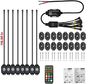 img 3 attached to 🚘 Улучшенные OHMU 8 Подсветки LED Rock Generation 3 - Мультицветный набор неоновых огней с Bluetooth и пультом ДУ - 300+ цветов, 178 шаблонов - Чейзер RGB мультицветные огни для грузовиков и камней