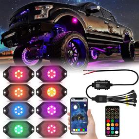 img 4 attached to 🚘 Улучшенные OHMU 8 Подсветки LED Rock Generation 3 - Мультицветный набор неоновых огней с Bluetooth и пультом ДУ - 300+ цветов, 178 шаблонов - Чейзер RGB мультицветные огни для грузовиков и камней