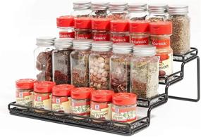 img 4 attached to 🌶️ Black Metal 4 Tier Spice Rack Organizer Step Shelf for Kitchen Cabinet Cupboard Pantry - MEIQIHOME Spice Storage Holder