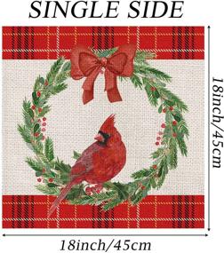img 3 attached to 🎄 Festive Farmhouse Christmas Pillow Covers: Set of 4 Red Buffalo Check Cardinal Design - 18 x 18 Inch Winter Home Decor for Sofa Couch, Party Decorations & Holiday Cheer!