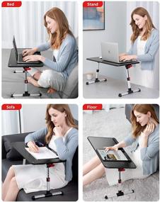 img 3 attached to 🖥️ SAIJI Large Size Adjustable Laptop Bed Tray Table - Portable Lap Desk with Foldable Legs for Sofa, Couch, Floor - Perfect for Work, Study, Reading - Black
