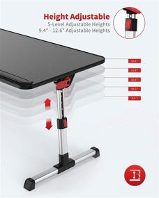 img 2 attached to 🖥️ SAIJI Large Size Adjustable Laptop Bed Tray Table - Portable Lap Desk with Foldable Legs for Sofa, Couch, Floor - Perfect for Work, Study, Reading - Black