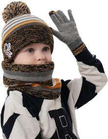 img 3 attached to Winter Knitted Beanie Gloves for Boys - JTJFIT Accessories