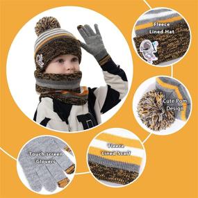 img 1 attached to Winter Knitted Beanie Gloves for Boys - JTJFIT Accessories